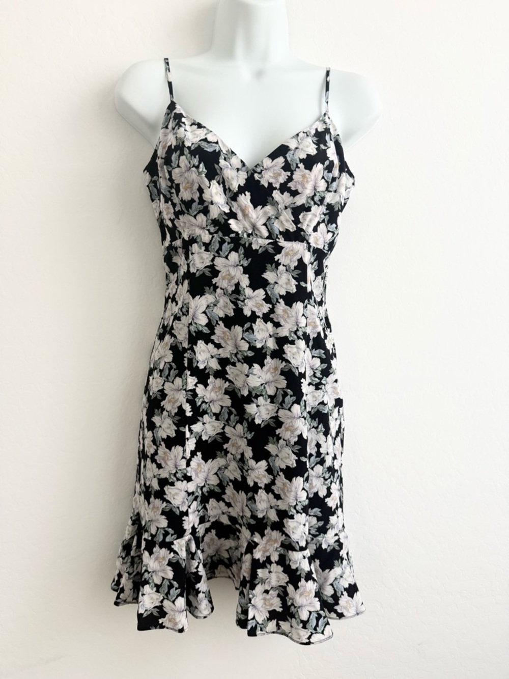 INTERMIX Monique Black and Cream Floral Mini Dress